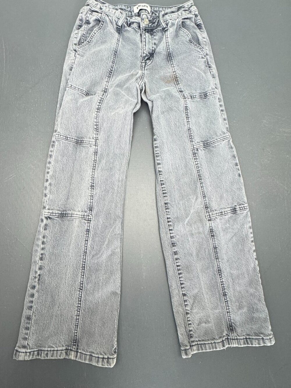 RSQ Womens Size 24 Gray Acid Wash Wide Leg Jeans High Rise Stretch Denim 24x29